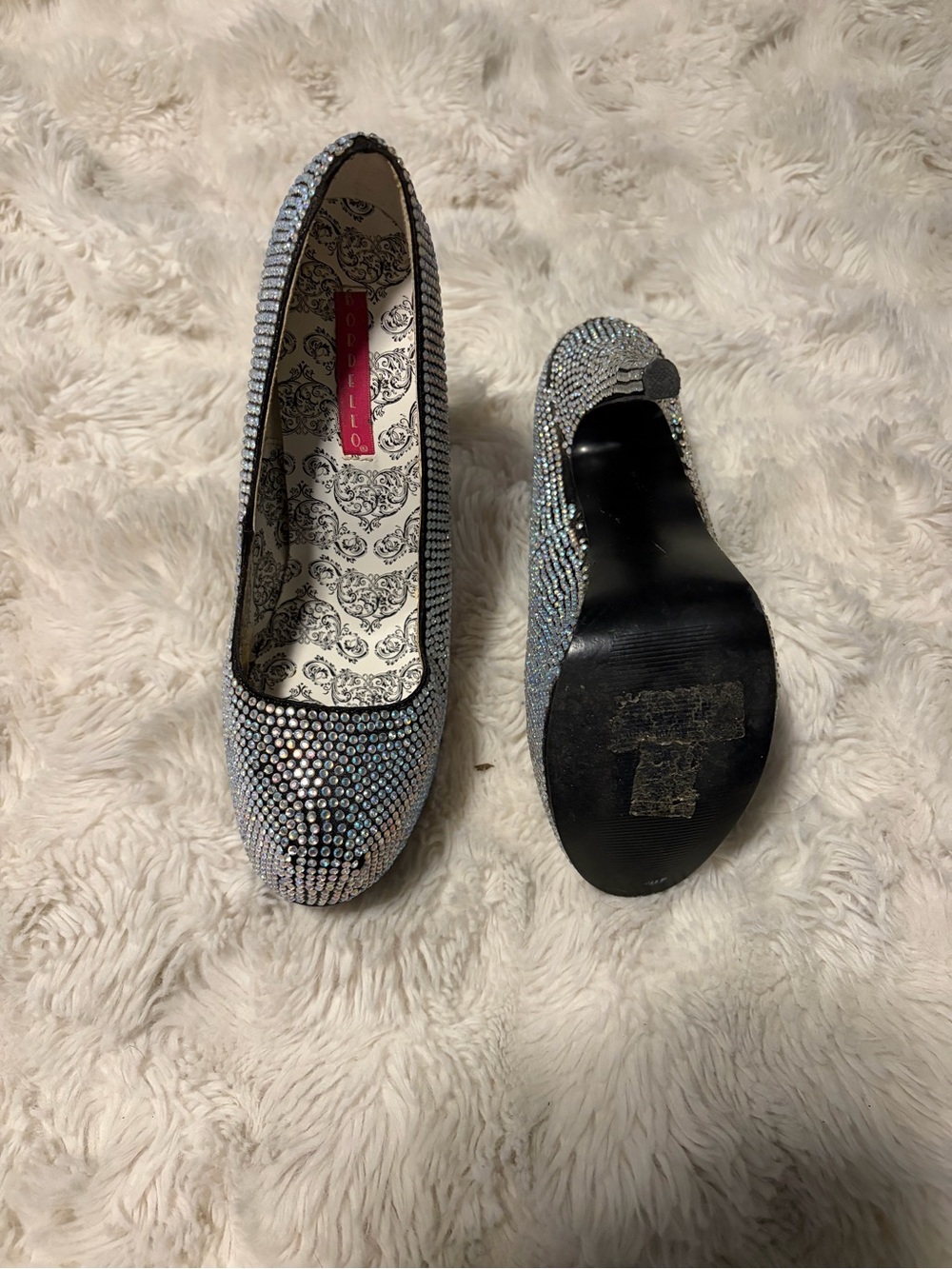 Silver Crystal Embellished Heels